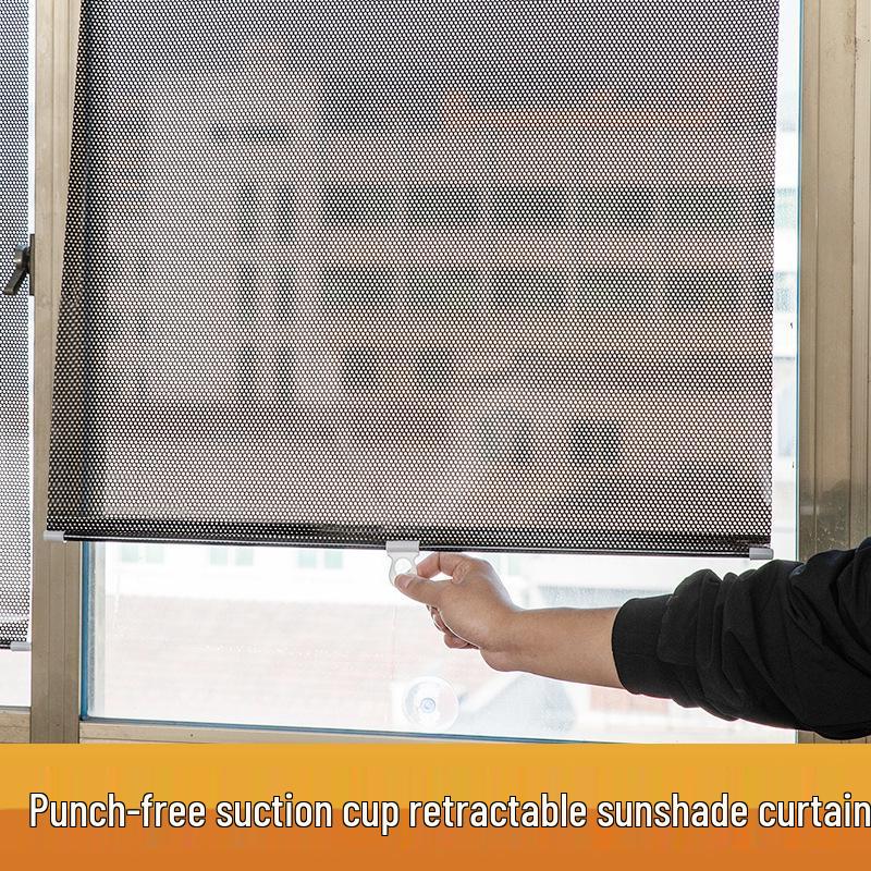 Retractable Suction Cup Sunshade Curtain for Car and Home Windows