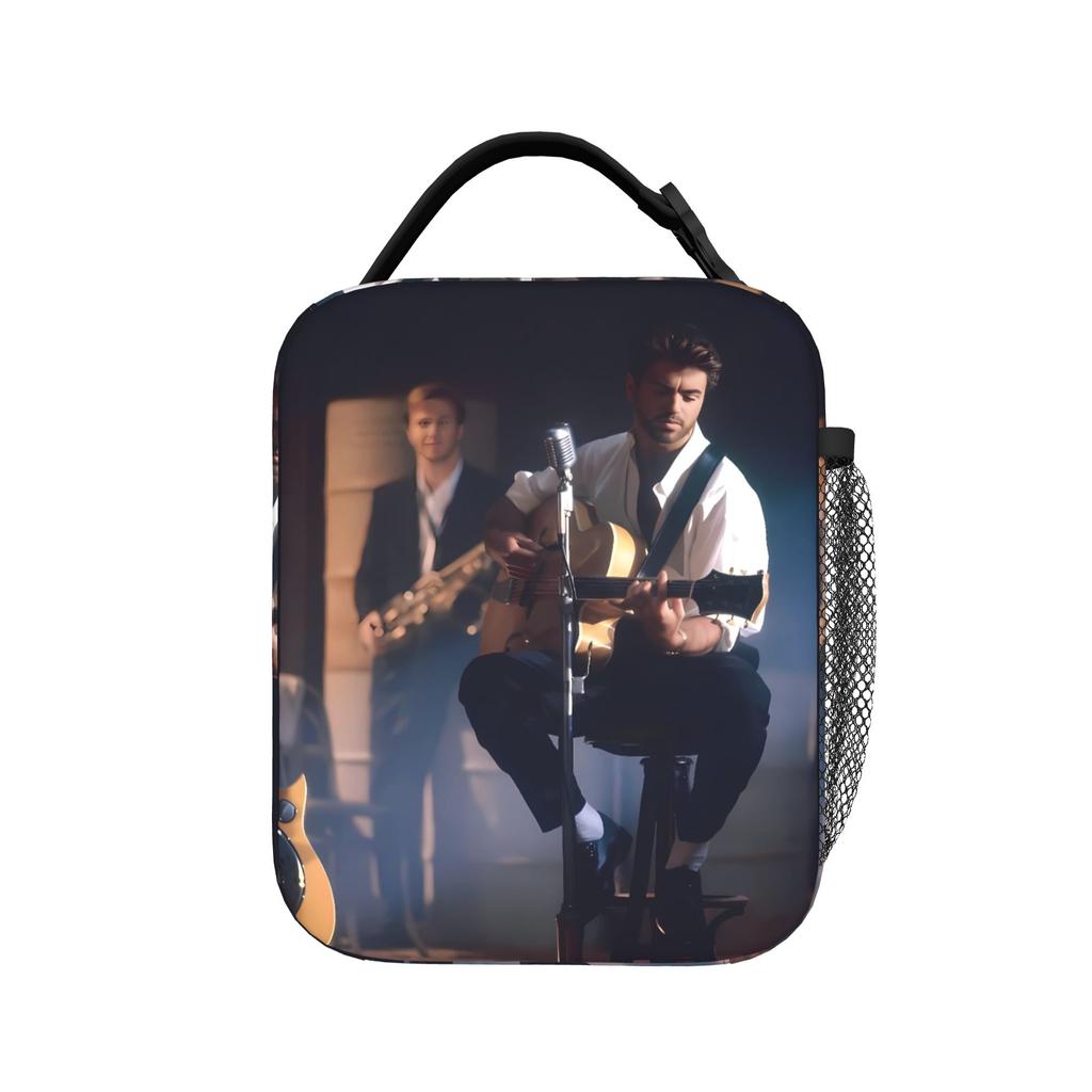 George Michael Lunch Bag Office Lunch Box For Men Funny Graphic Design Thermal Lunch Bags Oxford Portable Zipper Cooler Bag