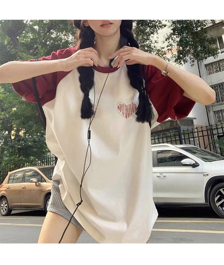 Round Neck Lazy and Fashionable Short-sleeved T-shirt for Women