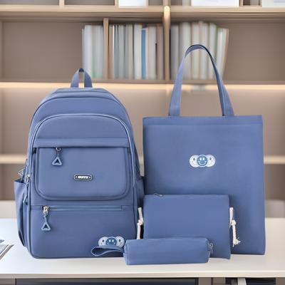Junior High School Students' School Bag Korean Version Four-piece Set Senshi Fresh Campus Backpack Elementary School Students' Large Capacity Backpack