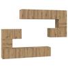 Wall Mounted TV Cabinet Set 8 Pcs Artisan Oak Wood Based Material