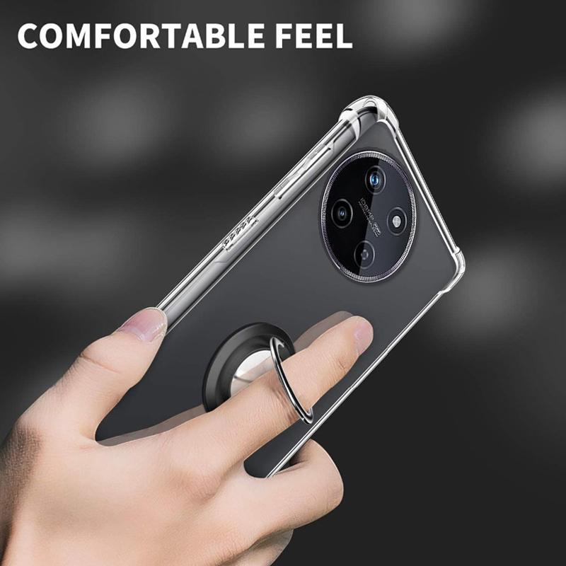 Ringstativ gjennomsiktig veske for OPPO Realme 11 4G 11X Pro Plus Holderbrakett Støtsikker gjennomsiktig myk TPU silikonbeskyttende telefonbakdeksel