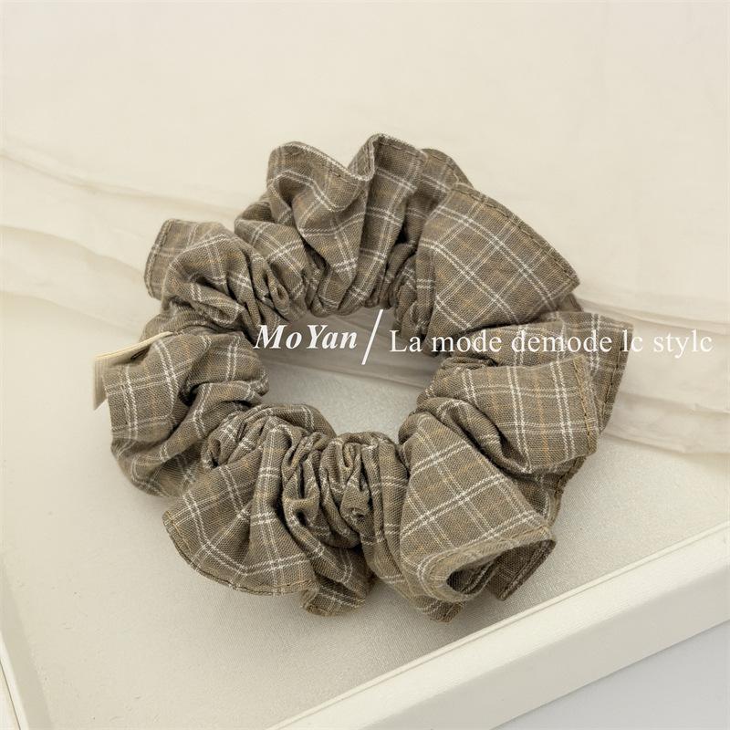 Retro Minimalist Checkered Fabric Small Hairband, High-end and Laid-back Hair Tie for Ponytail