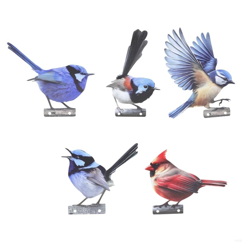 Pack Of 5 Sparkling Metal Garden Bird Decorations For Fence And Outdoor Display Easy To Install P9YB