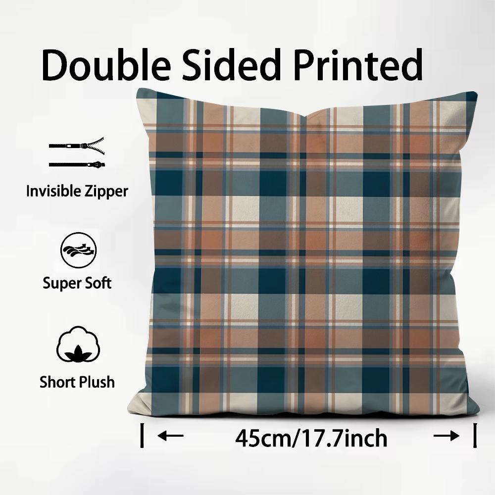 Plaid Luxury Cushion Cover Plush Fabric Soft DoubleSided Printed Sofa Warm Winter Home Child Gift Pillow Case