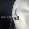 Butterfly Dream Fairy Style Color Block Ear Cartilage Stud Earrings with Screw Ball Design