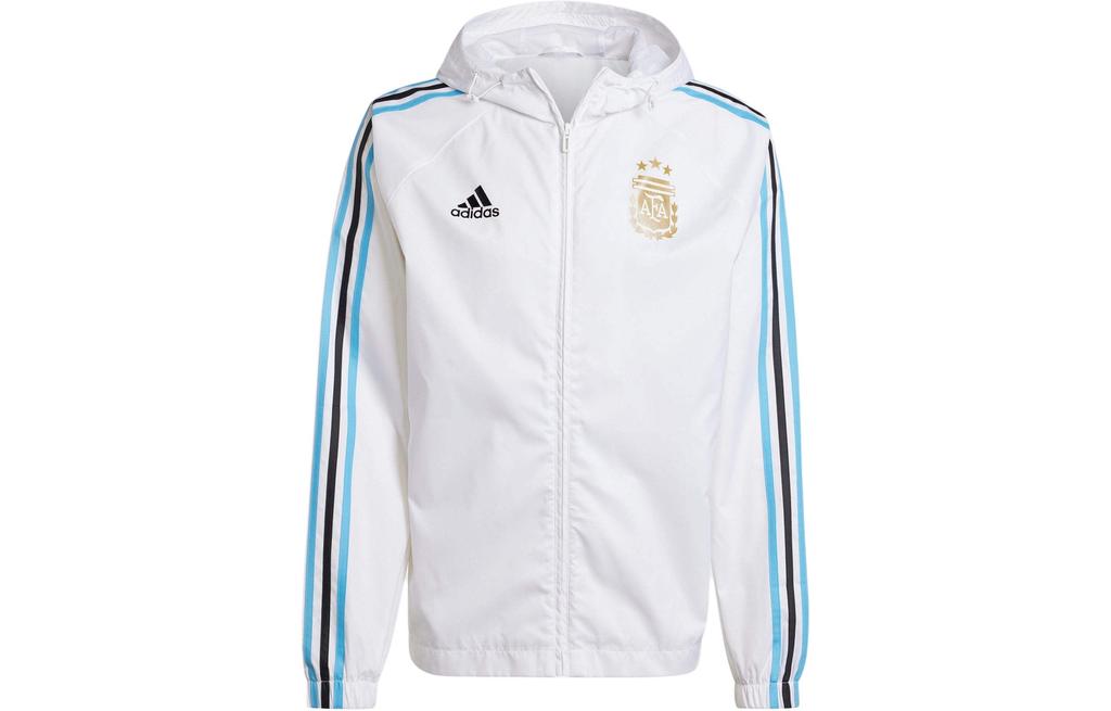 adidas Argentina Team Three-Stripe Colorblock Long Sleeve Hooded Jacket IU2138