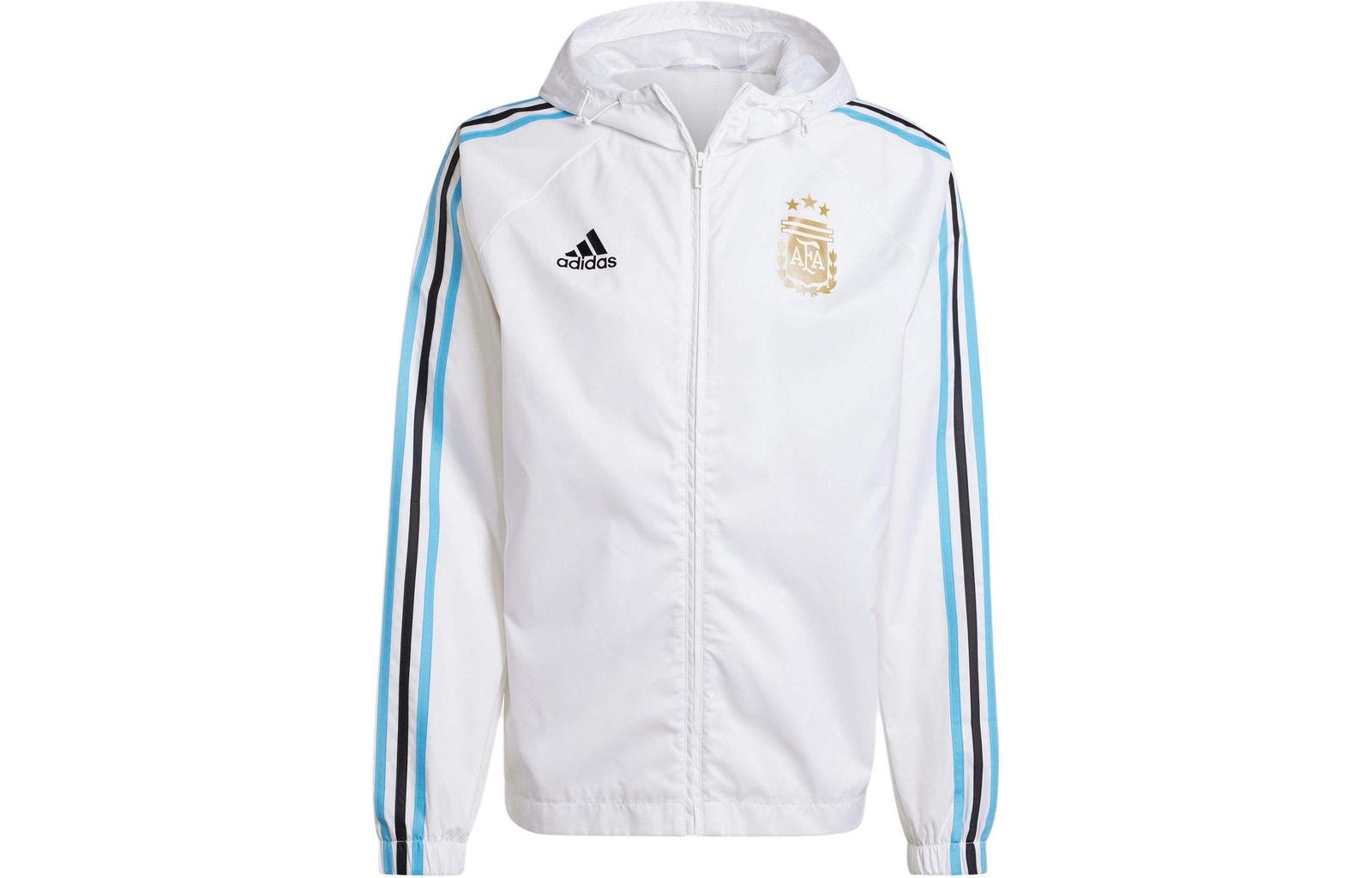 adidas Argentina Team Three-Stripe Colorblock Long Sleeve Hooded Jacket IU2138 XL