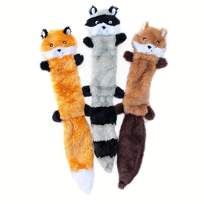 Quietschspielzeug für Hunde aus doppelschichtigem, verstärktem Stoff in Knisterform, langlebiges Plüsch-Körperspielzeugset ohne Füllung für kleine und große Hunde – Waschbärenform