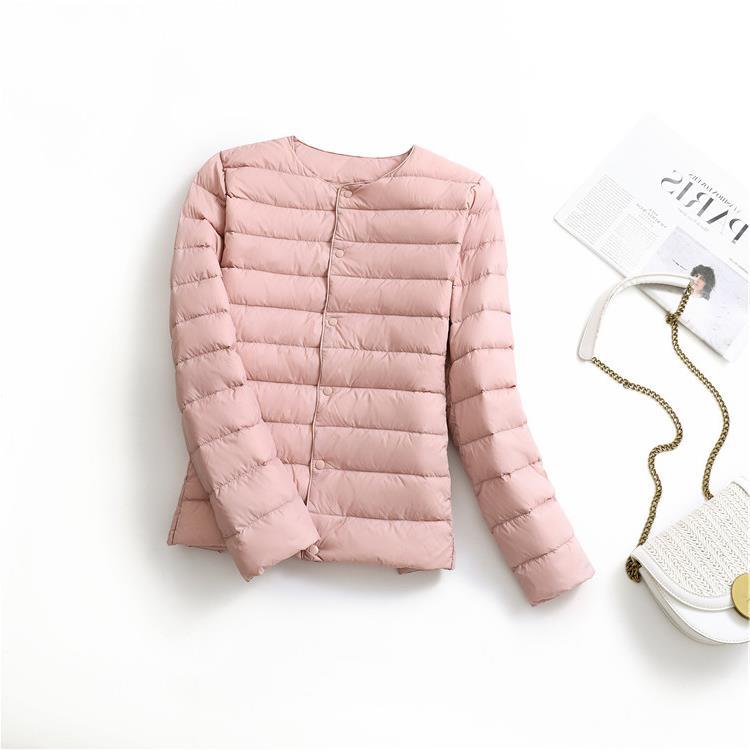White duck down light down jacket women's winter new slim-fit warm short jacket round neck V-neck inner and outer wear liner