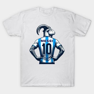 Asian Size Men Print T-shirt Goat- Messi Argentina 10 No-Cut Heat Transfer Print Cotton Tshirt