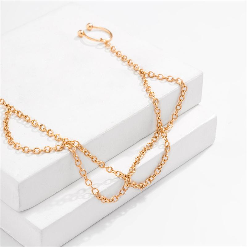 Bohême Punk Sexy femmes gland chaîne boucles d'oreilles faux Piercing pince-nez