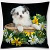 Cute Puppies With Flowers And Bubbles Pillow Cover Pattern Cushion Cover Suitable For Sofa Bedroom Car Pillow Cover