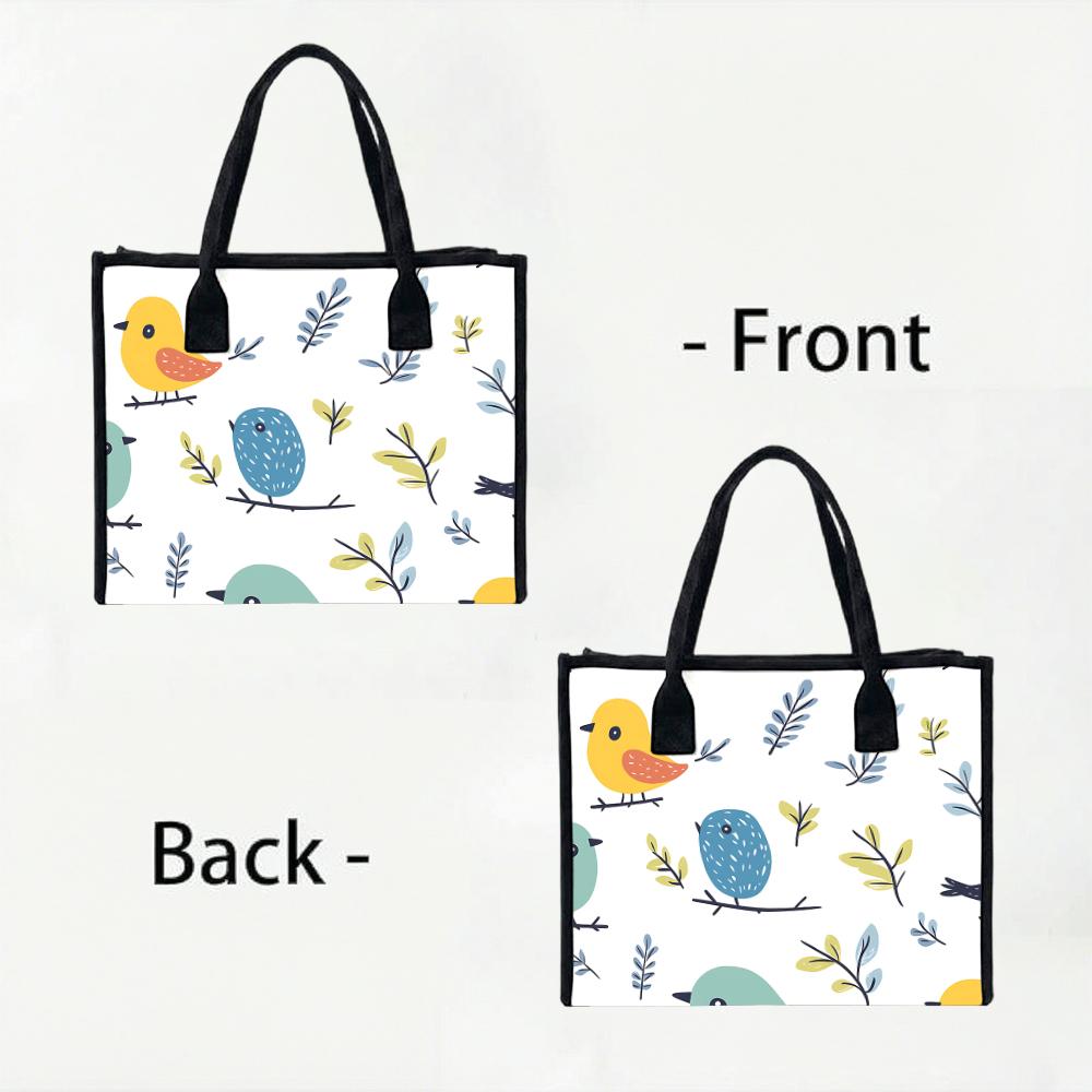 Cute Bird Pattern Tote Bag Casual Daily Shoulder Handbag for Shopping Travel