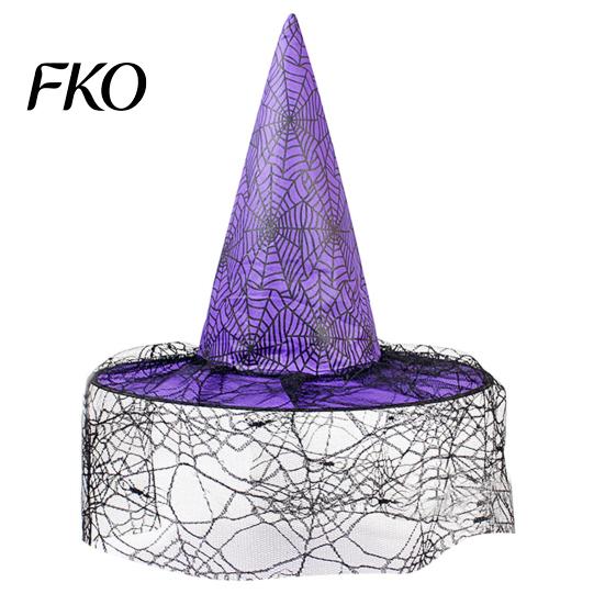 Halloween Witch Hat Wizard Hat, Adult Kids Cosplay Cone with Spider Leather Web Star Decor, Gothic Party Costume Prop, Trick or Treat Accessory
