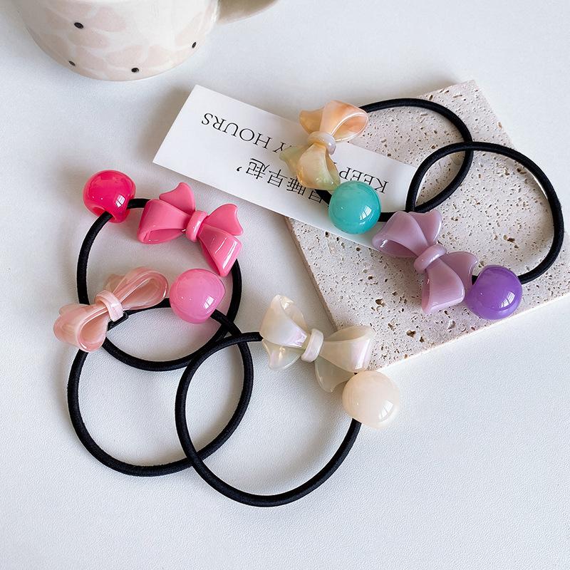 Cute Bowknot Rubber Band Fashion High Elastic Hairband Headband For Women Ponytail Hair Ring Loop Hair Accessories Girls Headwear