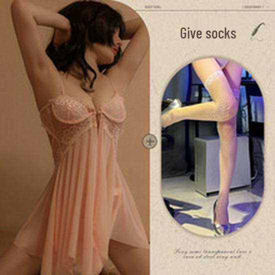 Summer Lace Trim Sexy Mesh Camisole for Women - Front Closure Sleepwear