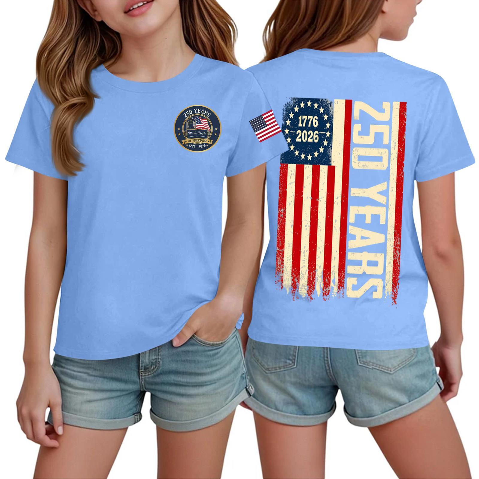 

Kids Independence Day Graphic T Shirt Short Sleeve Casual Tee Top Boys Girls Cotton Crew Neck Summer Shirt 110