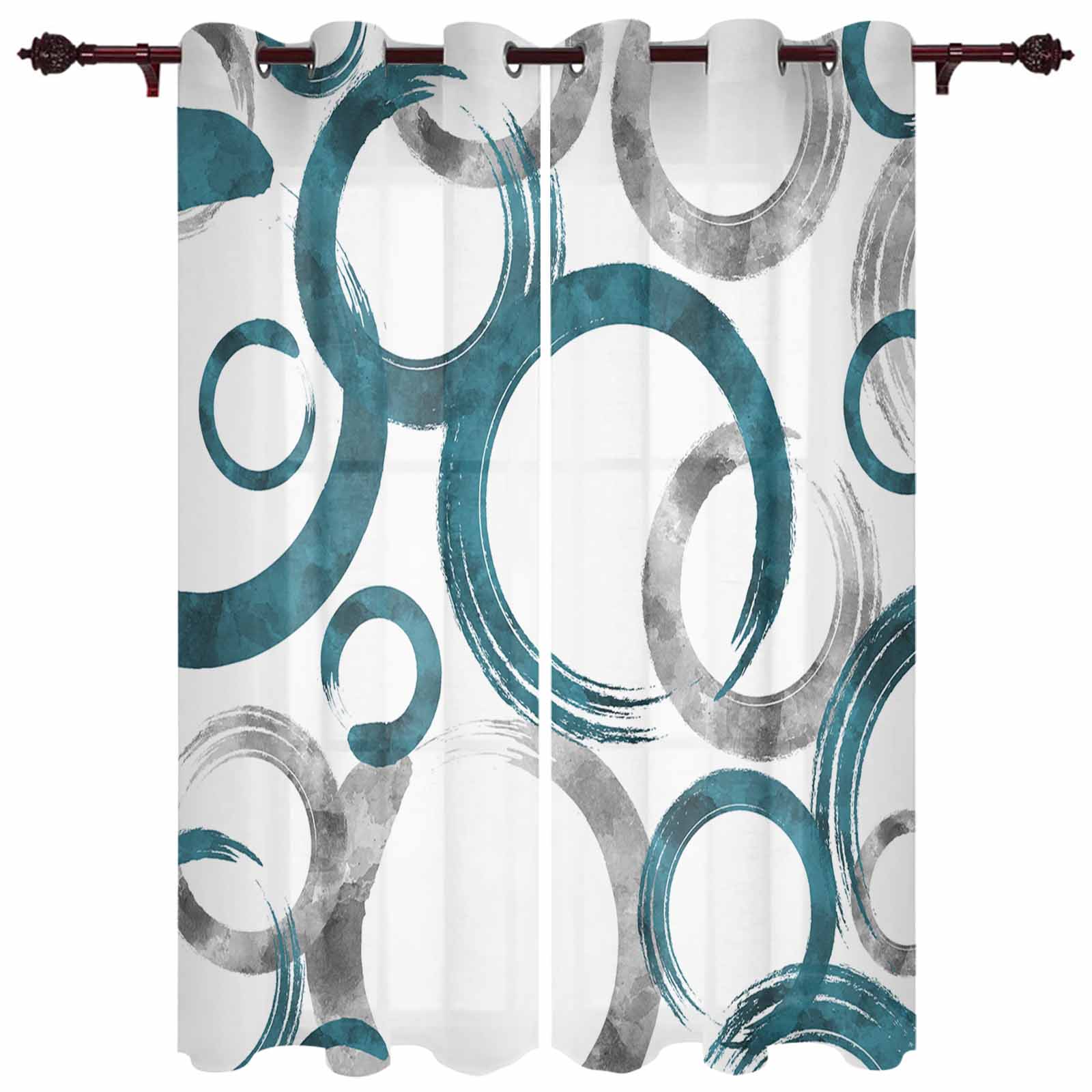 Занавеска для окна в фермерском стиле с акварельными точками и градиентом цвета морской — фото 9