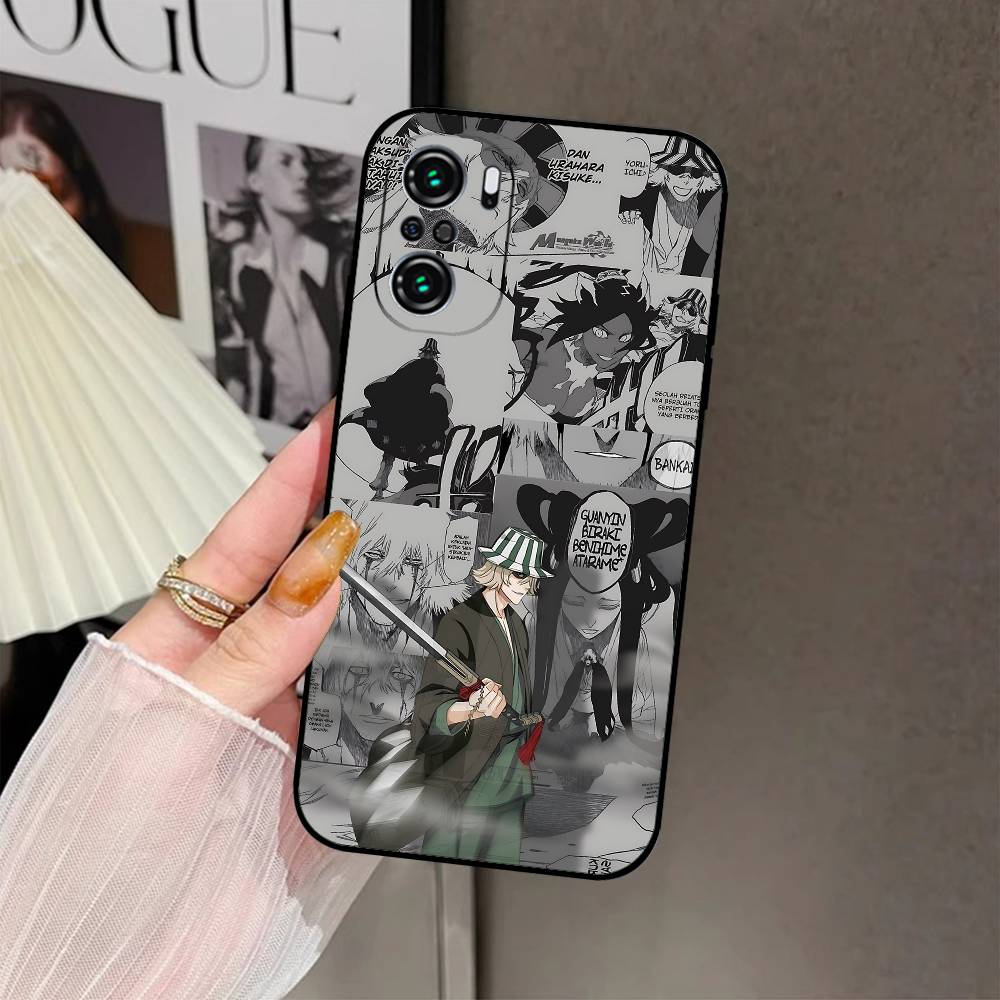 L-Kisuke Urahara Bleach Anime Phone Case Black Phone Case For Xiaomi 11 12 Redmi Note 11 5G 8T 9A 9 10T Note8Pro Note9 12S Ultra