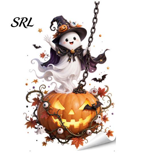 Waterproof Holiday Decorations Halloween Window Stickers, Cartoon Ghost Black Cat Pumpkin Static Glass Decorative Film for Parties Decals Shop