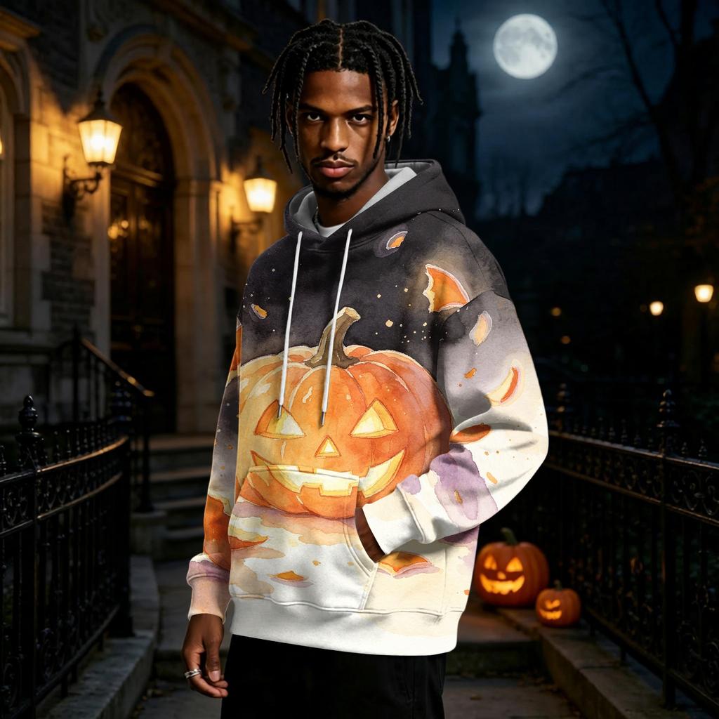 Men's Halloween Print Pullover Hoodie Long Sleeve Sweatshirt