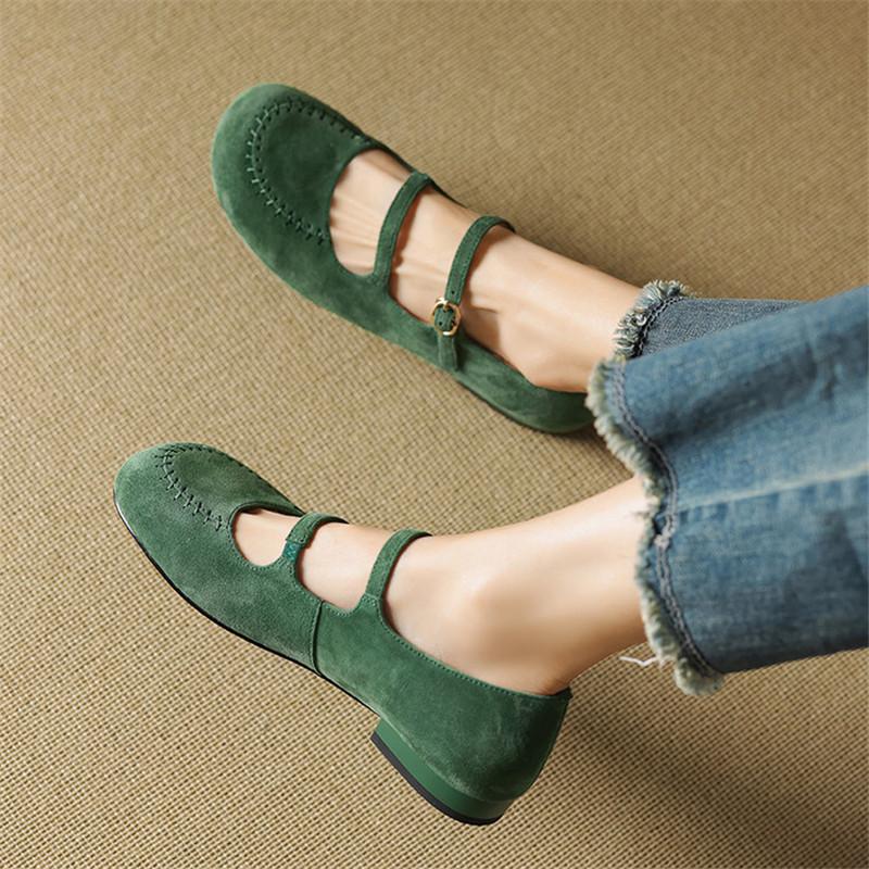 Fashion New Spring/summer Sheep Suede Woman Shoes Round Toe Low Heel Women Pumps Shoes for Women Fashion Mary Jane Shoes Chunky Heels