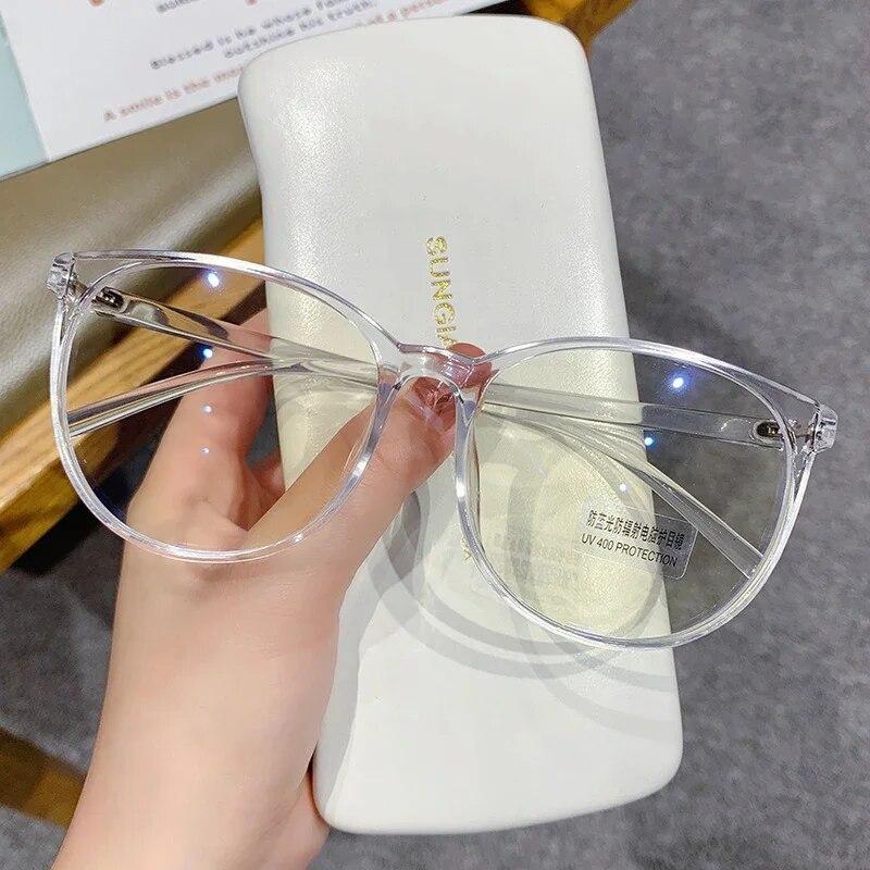 Women's Blue Light Blocking Short-sighted Glasses Fashion Round Frame Myopia Glasses Optical Prescription Minus Diopter Glasses
