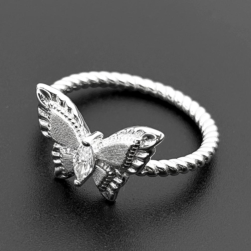 925 Sterling Silver Butterfly Ring For Women Wedding Luxurious Exquisite Crystal Female Elegant Anniversary Finger Jewelry Gifts