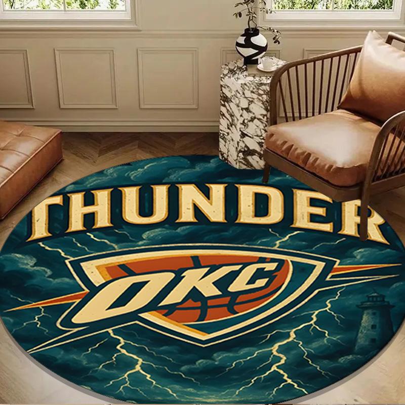 Thunder OKC Basketball Round mat, Anti-slip Circle Carpet Chair rug For livingroom,Bedroom, doormat home decor Gift Christmas Gifts
