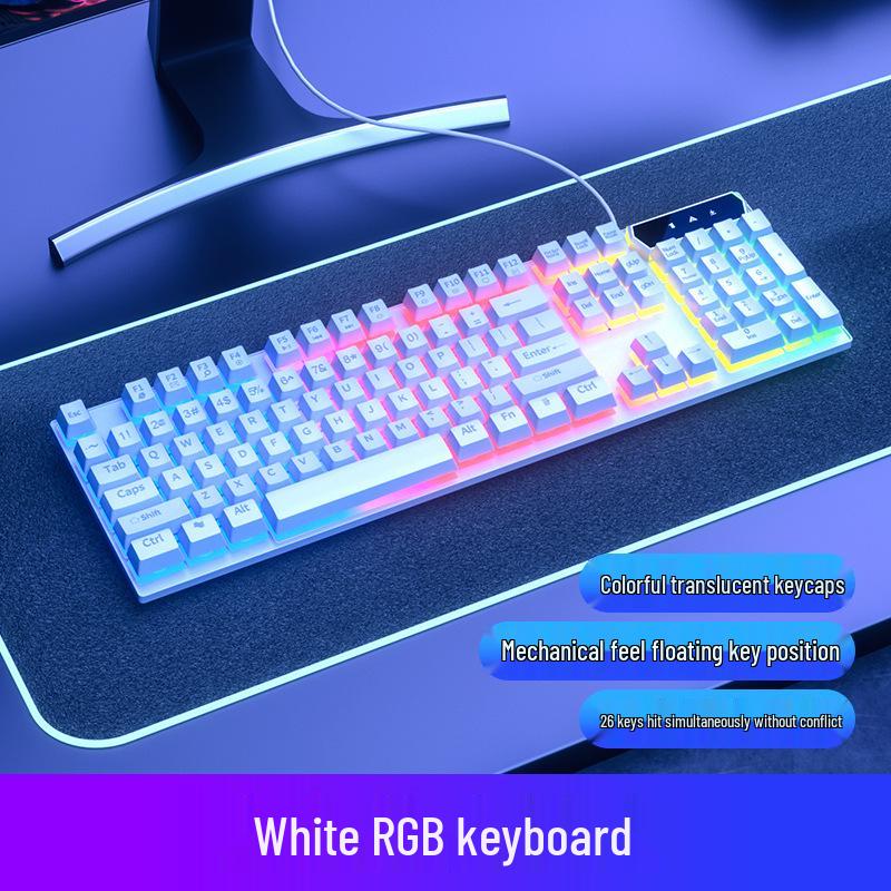 Luminous Wired Keyboard & Mouse Set with Floating Keycaps - USB, Mechanical Feel for Gaming Desktops & Laptops