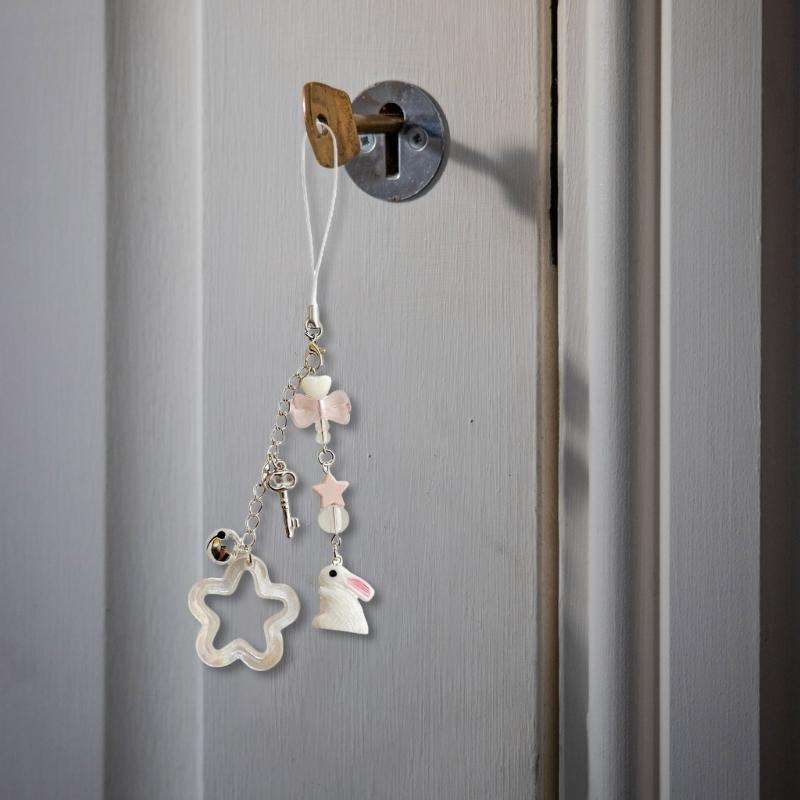 Fashion Star Rabbits Bead Hangings Pendant Phone Charm Lanyard Pocket Keychain Strap Bag Decoration Wallet Pendants