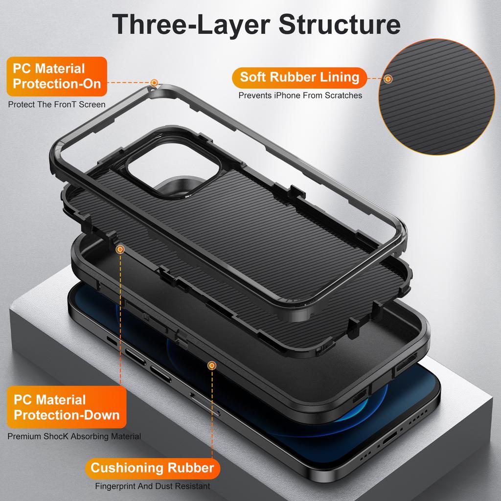 For iPhone 12/12 Pro Anti-Scratch Case TPU+PC Drop Protection Phone Cover