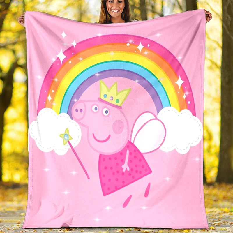 Peppa Pig Theme Printed Blanket,Perfect for Couch, Bed, Travel & Outdoor Use | Machine Washable, Cozy & Durable.