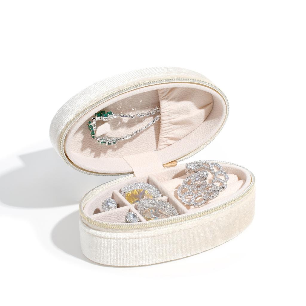 Retro Oval Velvet Mini Portable Jewelry Storage Box Jewelry Case Packaging Box