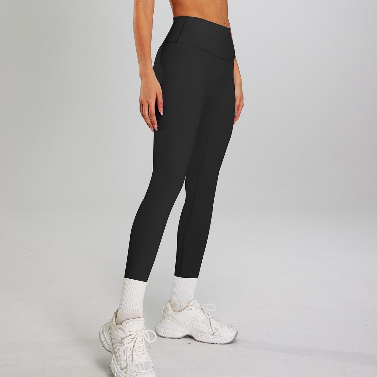 European and American cross-border no-embarrassment line peach hip-lifting fitness pants abdominal running sports nude yoga pants women M