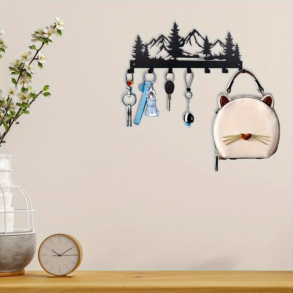 Metall Schlüsselanhänger Ständer Zierhaken zur Organisation mit Bergwald-Design Jackenaufbewahrung Wandhaken Dekorative Wohngeschenk