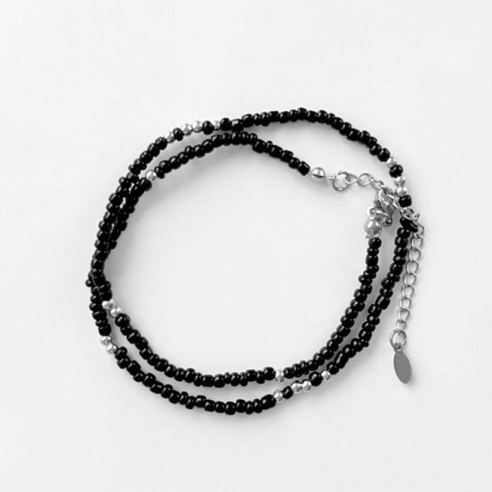 

Point Day Silver Bead Basic Necklace black