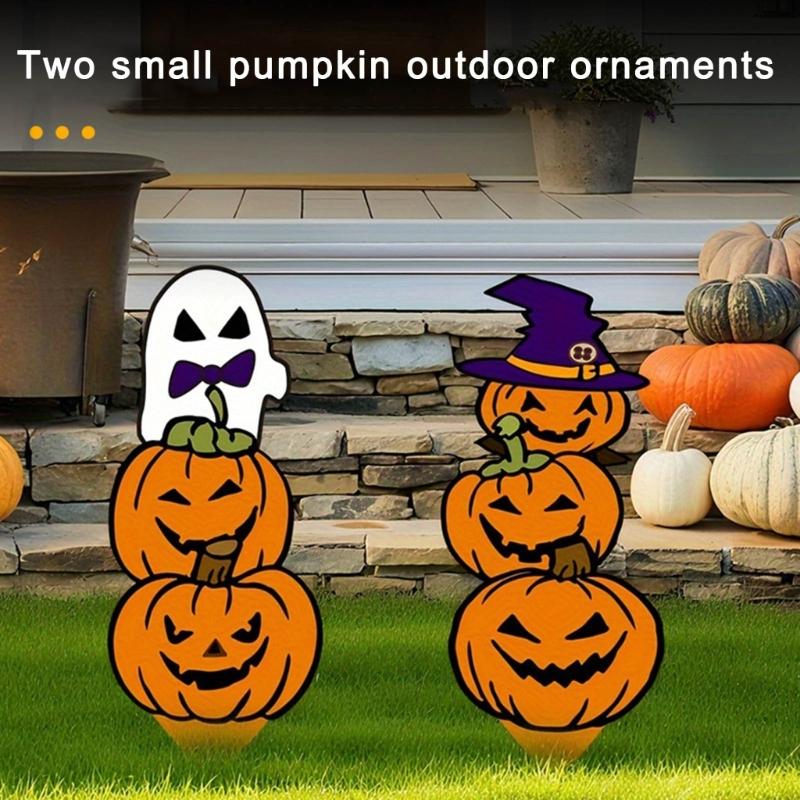 Halloweens Double Fellow pumpkins Metal Stake Stable Lawn Decoration Raitight Outdoor Party