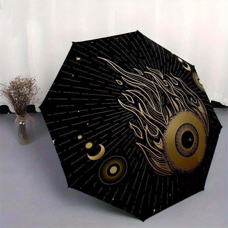 Flaming Eye Celestial Circle StickerUmbrella, Portable 3-Fold Umbrella for Men & Women,Christmas Gift ES114
