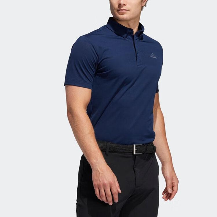 Adidas Solid Breathable Short Sleeve Polo Shirt Men Tops Navy-Blue FS6883