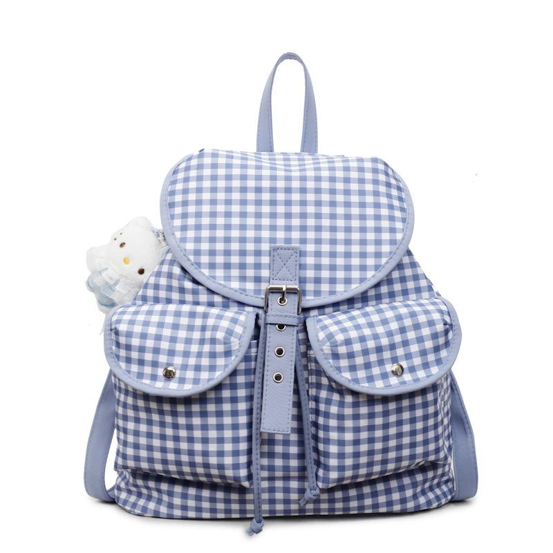 Korean Version of Simple Large-capacity Backpack Bag Women's 2025 New Niche Casual Versatile Plaid Retro Commuter Backpack