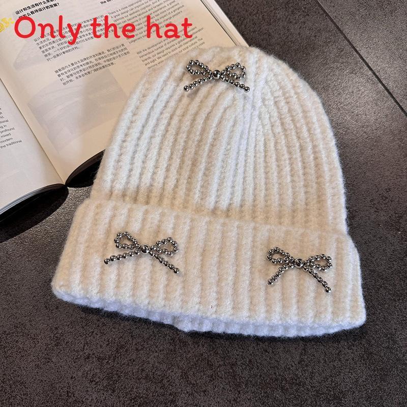 Fashion Solid Color Bow Decoration Women Casual Knitted Hat Autumn And Winter
