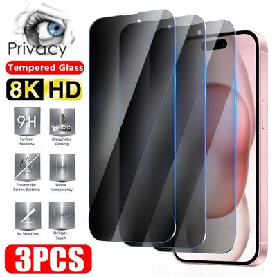 3PCS Privacy Tempered Glass For iPhone 16 15 14 13 12 11 Pro Max 14Plus 15Plus Mini X XS MAX XR Anti-spy Screen Protector Glass