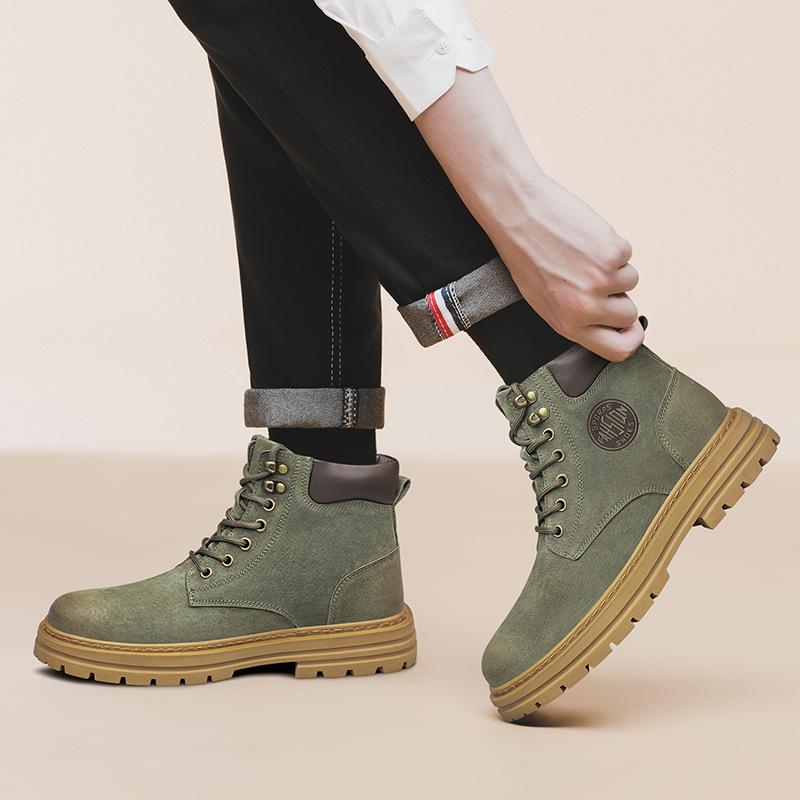FashionAll-match Man Cotton Platform Shoes Leather Outdoor Snow Botas 2024 New Men's Winter Boots Luxury Brand Motorcycle Ankle Boots