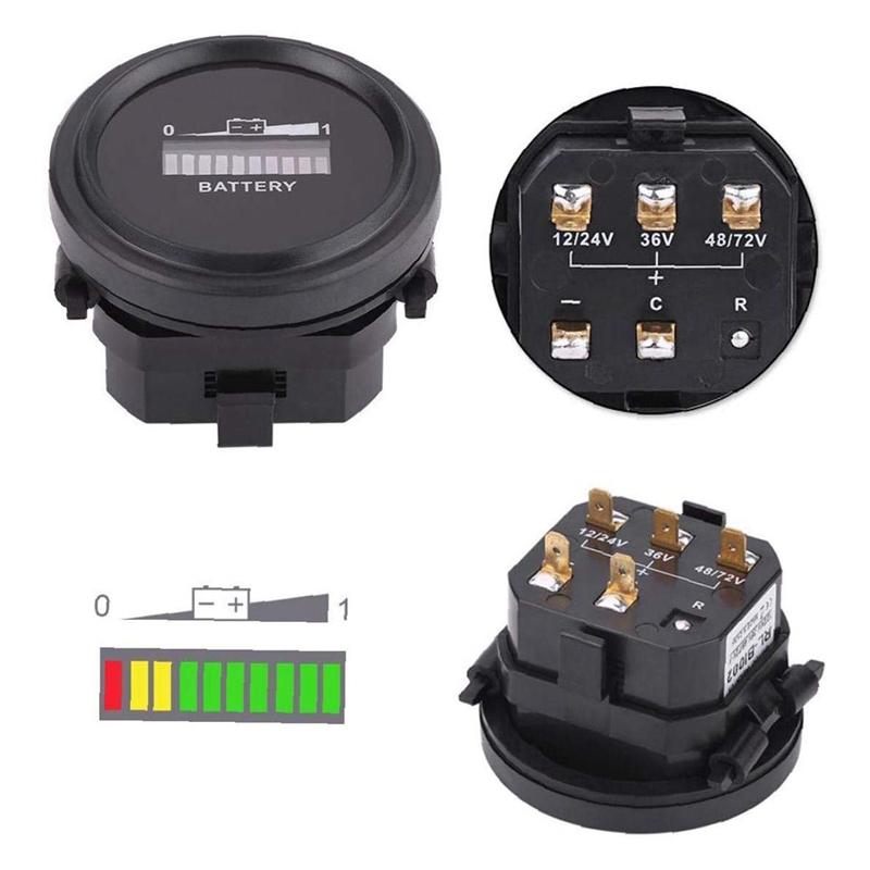 12V/24V/36V/48V/72V LED Digital Battery Indicator Waterproof Meter Gauge Battery Indicator for Go-Lf Ca-Rt