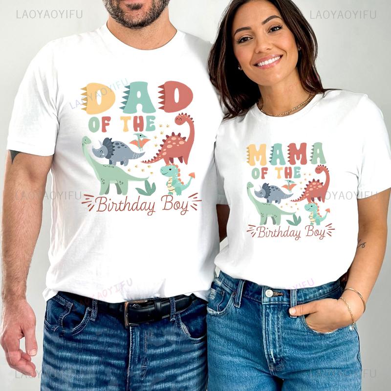 Dinosaur Family Matching Set Birthday Boy Graphic Print Unisex T-Shirt Couple Parent Gift Y2K R