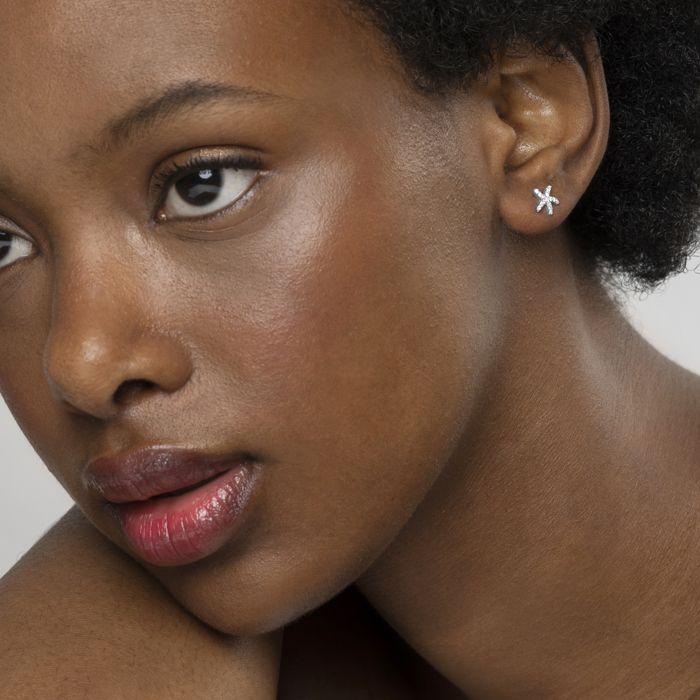 Boucles D'oreilles - Lamya - Argent 925 - Rhodié - Zircone - Taille Brillantante