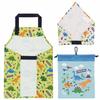 Skater Apron Bib for Kindergarten Children Meal Apron Triangle Sling Drawstring 3 Piece Set Dinosaur KBEPS1