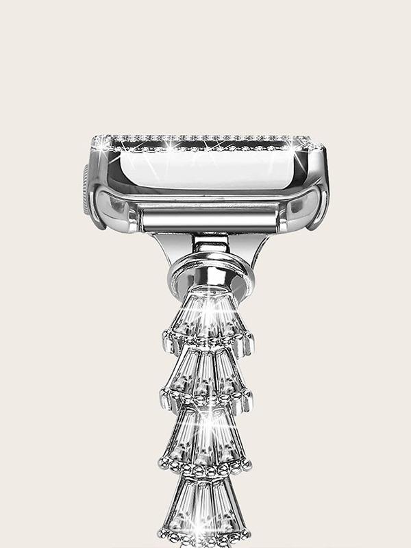 Чехол + ремешок для Apple watch 10 9 8 7 6 5 se металлический ремешок iWatch ultra 49 мм 45 мм 46 мм 42 мм 41 мм бриллиантовый защитный чехол из ПК